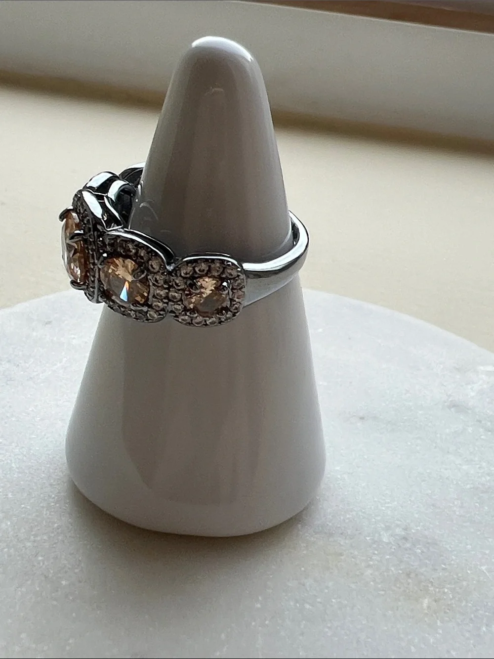 bp Silver-Tone Ring with Champagne Stones